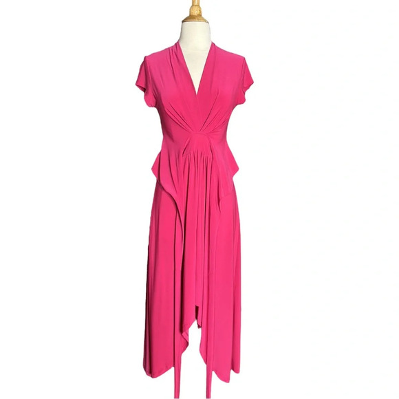 IMAN High Low Pink Cinched Waist Midi Dress, Size Small - Picture 11 of 15